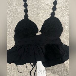 Zara Elegant Black Halter Top